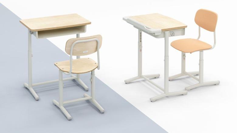 学習机 椅子 セット 学校机 修繕済み - 事務机・学習机